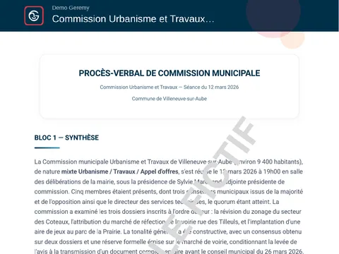 Aperçu du compte rendu « PV de commission municipale »