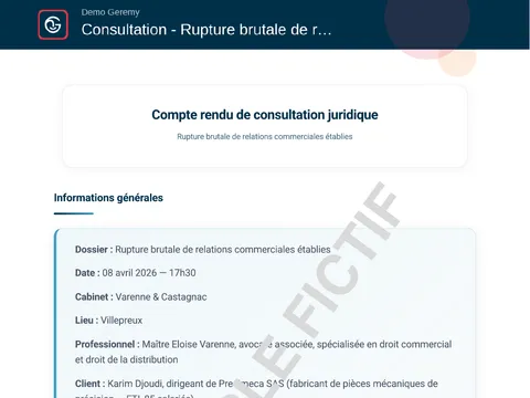 Aperçu du compte rendu « Consultation juridique »