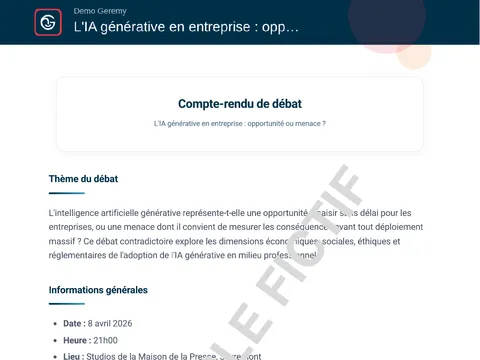 Aperçu du compte rendu « Débat »