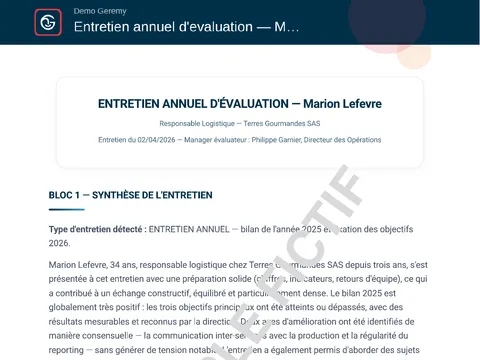 Aperçu du compte rendu « Entretien annuel »