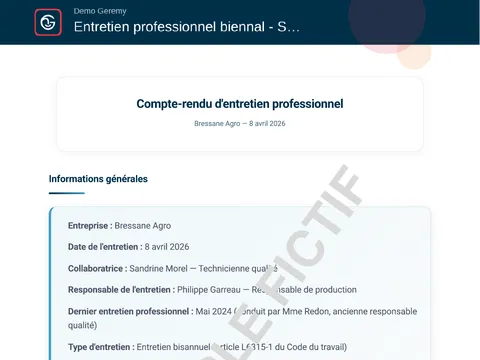 Aperçu du compte rendu « Entretien professionnel »