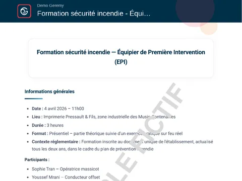 Aperçu du compte rendu « Formation »