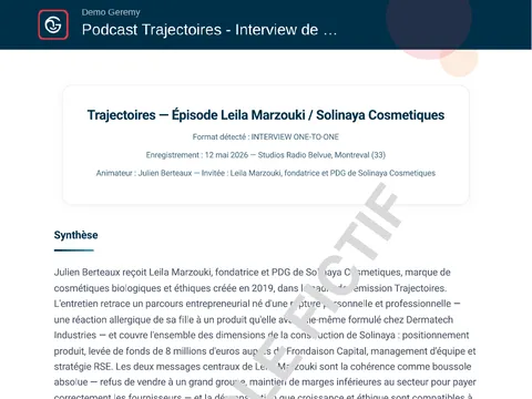 Aperçu du compte rendu « Interview »