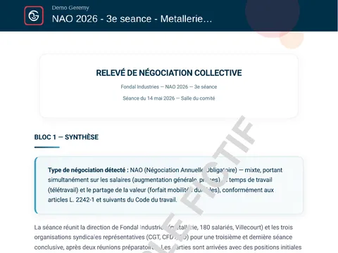 Aperçu du compte rendu « Négociation collective »