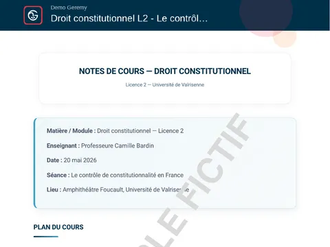 Aperçu du compte rendu « Notes de cours »