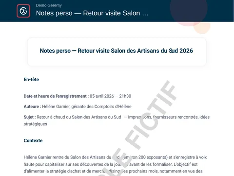 Aperçu du compte rendu « Prise de notes »