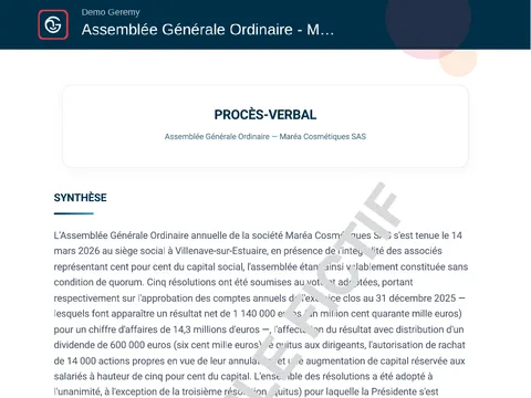 Aperçu du compte rendu « PV d'assemblée générale »
