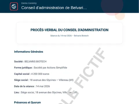 Aperçu du compte rendu « PV de conseil d'administration »