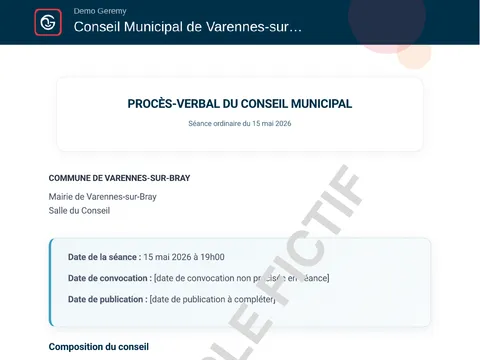 Aperçu du compte rendu « PV de conseil municipal »