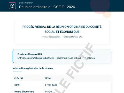 Aperçu du compte rendu « PV de CSE »