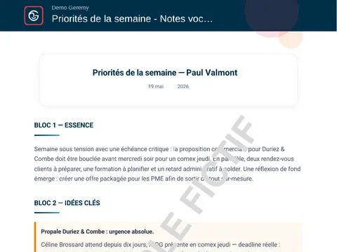 Aperçu du compte rendu « Réflexion · Essentiel »