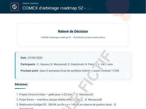 Aperçu du compte rendu « Relevé de décision »