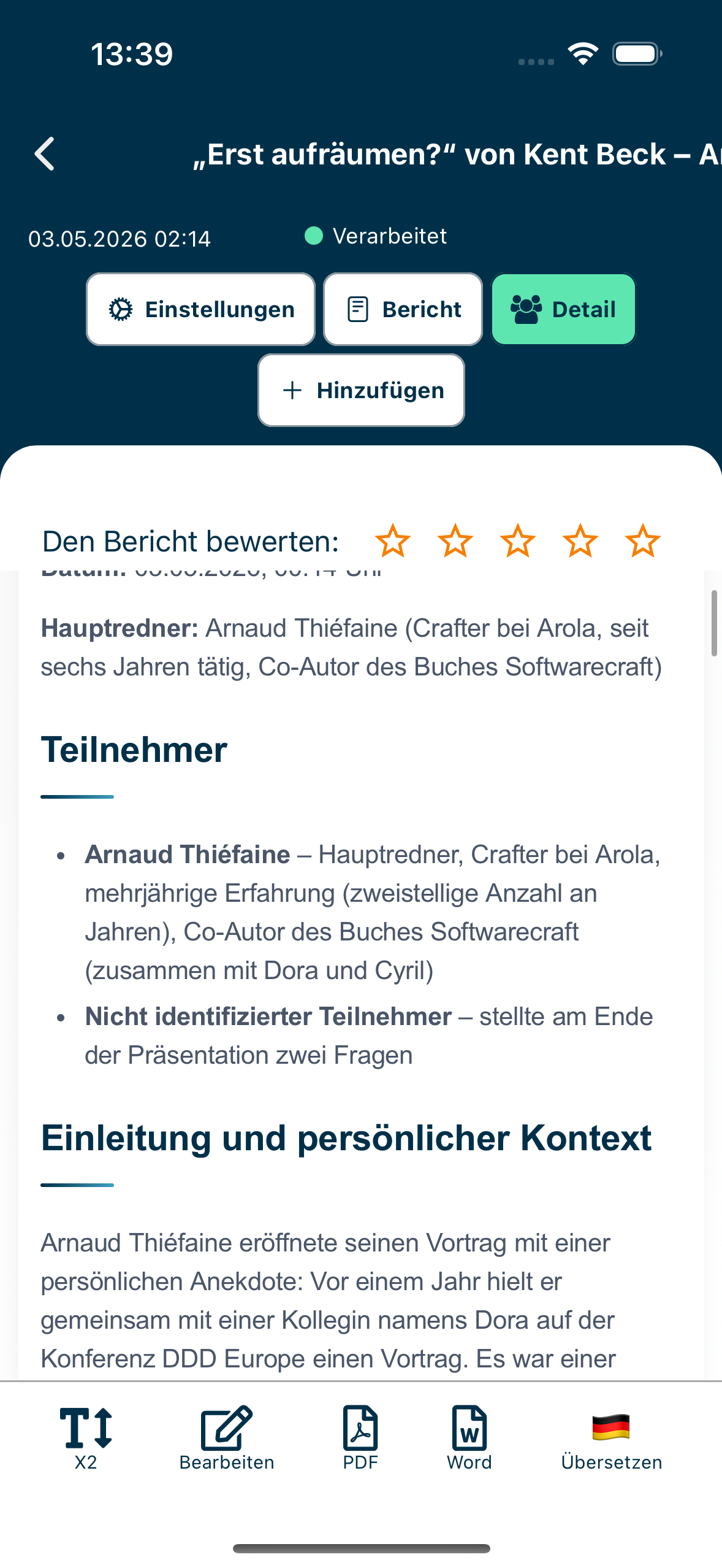 Aperçu de l’application Geremy