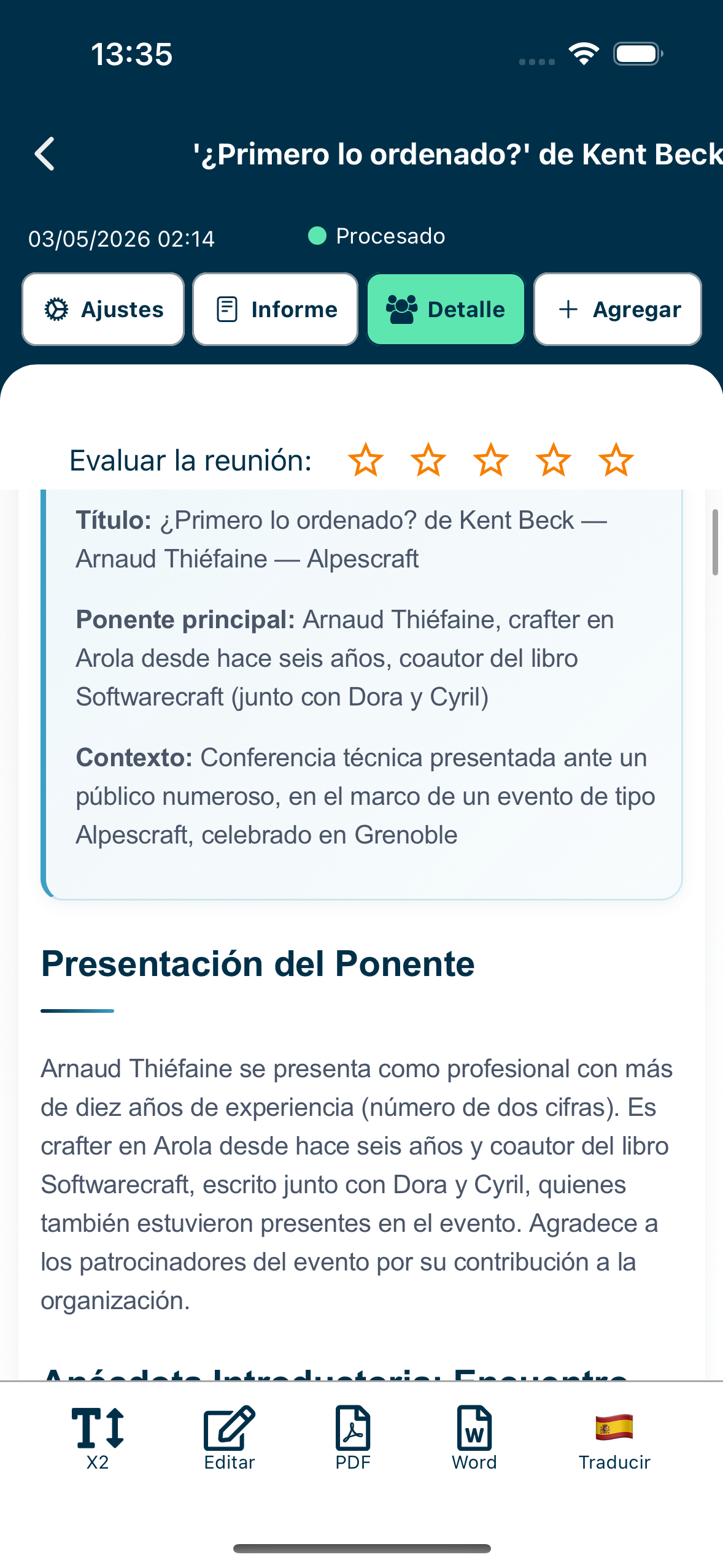 Aperçu de l’application Geremy